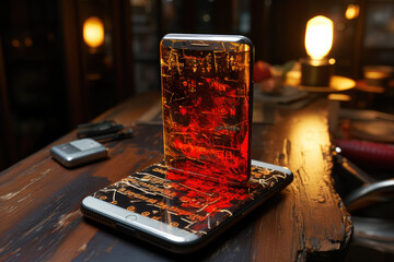 Poster - smartphone with hurtful on the screen. generative ai.