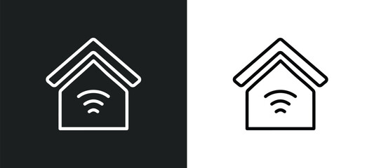Poster - smart home outline icon in white and black colors. smart home flat vector icon from artificial intelligence collection for web, mobile apps and ui.