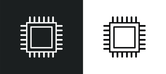 Poster - chip outline icon in white and black colors. chip flat vector icon from artificial intelligence coll