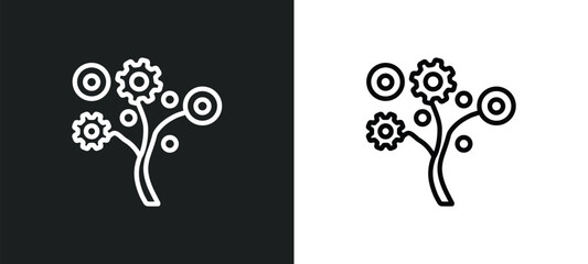 Poster - technology tree outline icon in white and black colors. technology tree flat vector icon from artificial intellegence collection for web, mobile apps and ui.