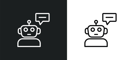 Poster - robot assistant outline icon in white and black colors. robot assistant flat vector icon from artificial intellegence collection for web, mobile apps and ui.