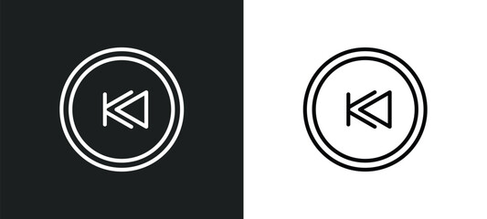 Poster - backward arrow outline icon in white and black colors. backward arrow flat vector icon from arrows collection for web, mobile apps and ui.