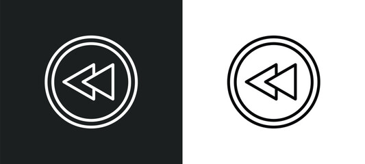 Poster - rewind outline icon in white and black colors. rewind flat vector icon from arrows collection for web, mobile apps and ui.