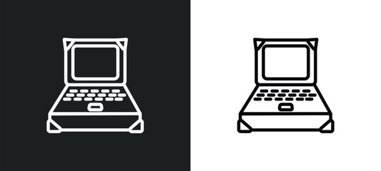Fototapete - notebook outline icon in white and black colors. notebook flat vector icon from army collection for 