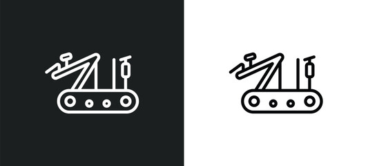 Poster - military robot hine outline icon in white and black colors. military robot hine flat vector icon from army collection for web, mobile apps and ui.