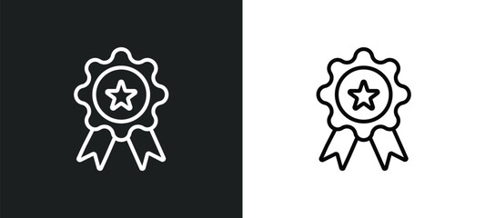Poster - badge outline icon in white and black colors. badge flat vector icon from army collection for web, mobile apps and ui.