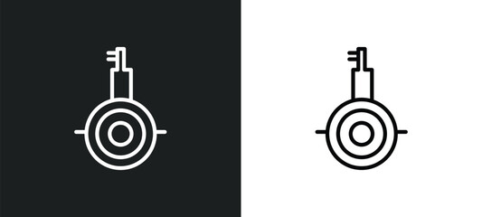 Poster - submarine front view outline icon in white and black colors. submarine front view flat vector icon f