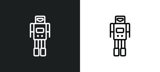 Poster - military robot hine outline icon in white and black colors. military robot hine flat vector icon from army collection for web, mobile apps and ui.