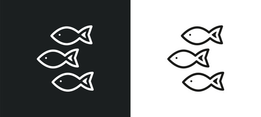 Poster - shoal outline icon in white and black colors. shoal flat vector icon from animals collection for web