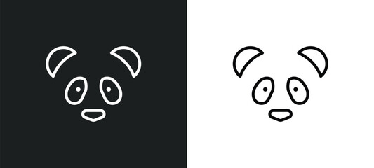 Wall Mural - panda outline icon in white and black colors. panda flat vector icon from animals collection for web, mobile apps and ui.