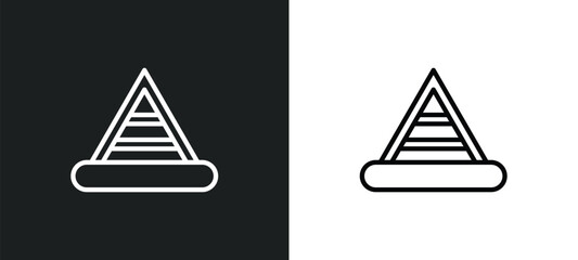 Poster - pyramid chart outline icon in white and black colors. pyramid chart flat vector icon from analytics collection for web, mobile apps and ui.