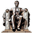 Lincoln Memorial Statue Silhouette Vector Illustration on White Background