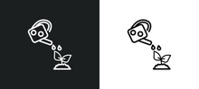 Watering Outline Icon In White And Black Colors. Watering Flat Vector Icon From Farming Collection For Web, Mobile Apps And Ui.