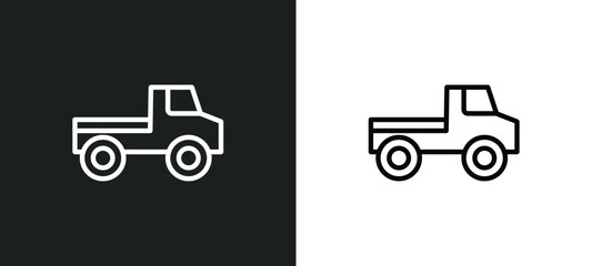 Poster - pickup truck outline icon in white and black colors. pickup truck flat vector icon from africa colle