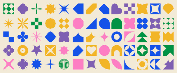 Poster - Аbstract aesthetic y2k geometric isolated shapes. Colorful vector illustration. 