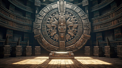 Sticker - Illustration of Aztec temple - AI generated image.