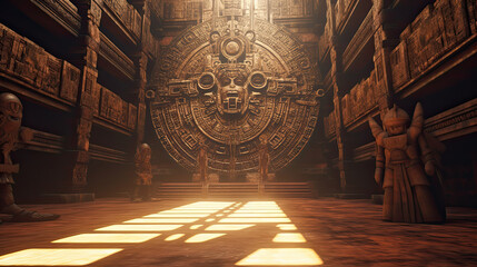 Wall Mural - Illustration of Aztec temple - AI generated image.