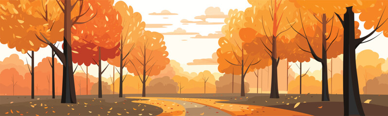 Autumn foliage in a park vector simple 3d smooth isolated illustration