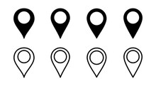 Pin Icon Set  Illustration. Location Sign And Symbol. Destination Icon. Map Pin
