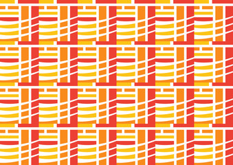 Poster - abstract simple banner of decorative patterns square modules colored geometric composition in Scandinavian style. combination yellow, red and orange element on white background.