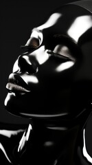 Poster - A close up of a woman's face with her eyes closed. Generative AI image.