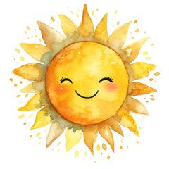 Watercolor Cute Sun