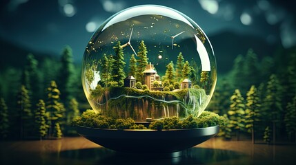 bubble globe earth city