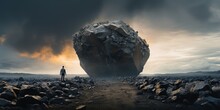 Man And Giant Rock