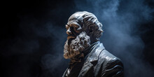 Charles Robert Darwin Bust Sculpture, English Naturalist, Geologist, And Biologist. Generative AI