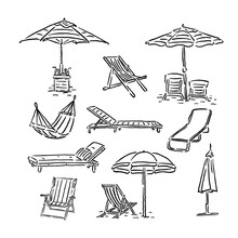 illustration of a lounge chair on the beach