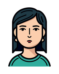 Sticker - Young adult woman smiling, looking at avatar