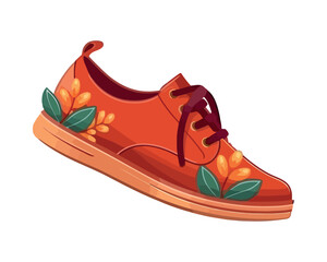 Wall Mural - Sporty shoe with flowers and leaf icon