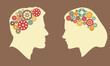 © clelia-clelia - Difference between man and woman thinking concept. Male and female brain vector icon illustration isolated