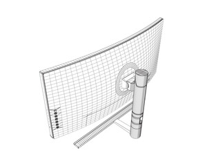 Poster - Wireframe of modern thin frame display computer monitor vector illustration. 3D.