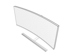 Poster - Wireframe of modern thin frame display computer monitor vector illustration. 3D.