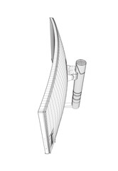 Poster - Wireframe of modern thin frame display computer monitor vector illustration. 3D.