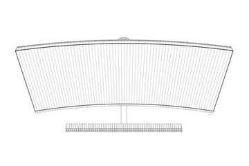 Poster - Wireframe of modern thin frame display computer monitor vector illustration. 3D.