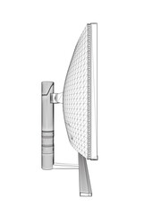Poster - Wireframe of modern thin frame display computer monitor vector illustration. 3D.