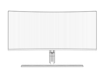Poster - Wireframe of modern thin frame display computer monitor vector illustration. 3D.