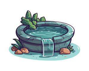 Sticker - fresh flowing water fountain and leaf