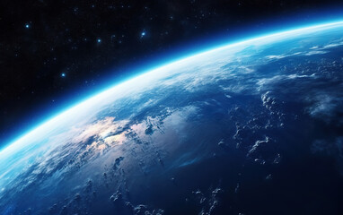 the earth in the cosmic sky,created with generative ai tecnology.
