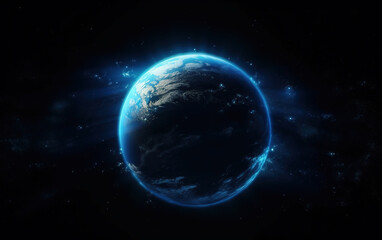 the earth in the cosmic sky,created with generative ai tecnology.