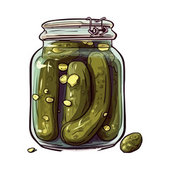 Canvas Print - Fresh pickled vegetables in organic vinegar jar