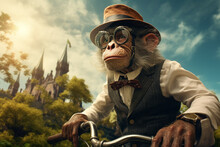Monkey Playing Motorcycle AI Image