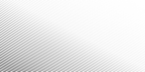 Poster - Diagonal lines halftone effect. Abstract black and white background with curve lines and waves.