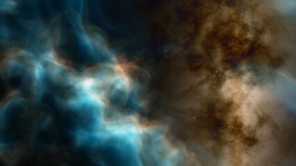 nebula gas cloud in deep outer space, science fiction illustration, colorful space background with stars 3d render
