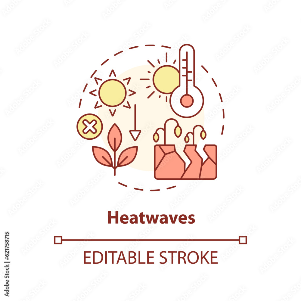 Editable heatwave icon representing heatflation concept, isolated ...