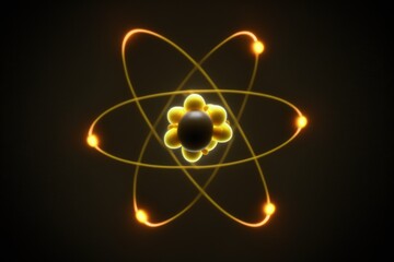 Wall Mural - atomic nucleus electrons neutrons protons. model shows that an atom is mostly empty space, with elec