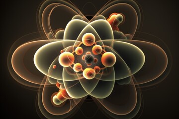 Wall Mural - atomic nucleus electrons neutrons protons. model shows that an atom is mostly empty space, with elec