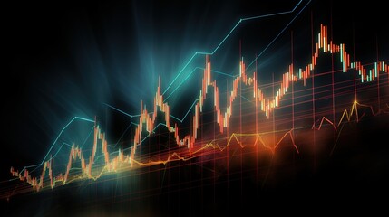 Wall Mural - Trading theory, financial analysis, stock market reports, economic growth graphs, and business and technological backgrounds, generative ai